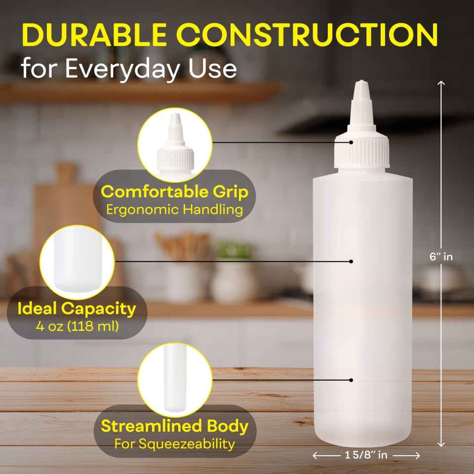 BRIGHTFROM Condiment Squeeze Bottles, 4 OZ Empty Squirt Bottle with