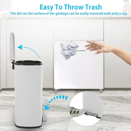 BestMassage 13 Gallon Stainless Steel Trash Can - Image 2