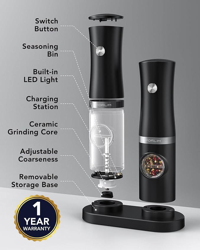 FORLIM Rechargeable Electric Salt and Pepper Grinder Set - Image 3