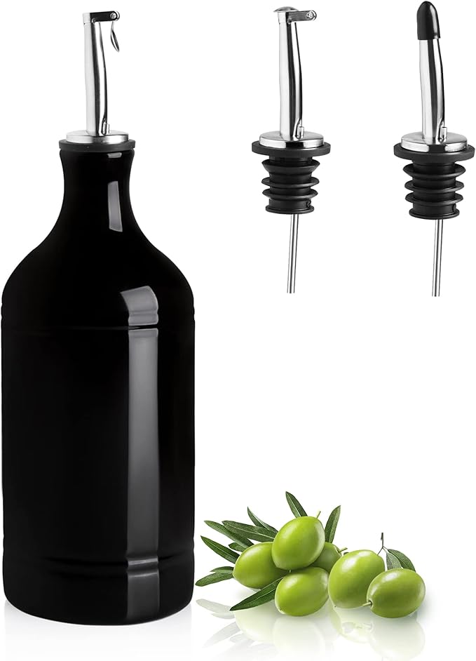 Sweejar Ceramic Olive Oil Dispenser Bottle, Opaque Oil Cruet Protects to Reduce by Sweejarco1949