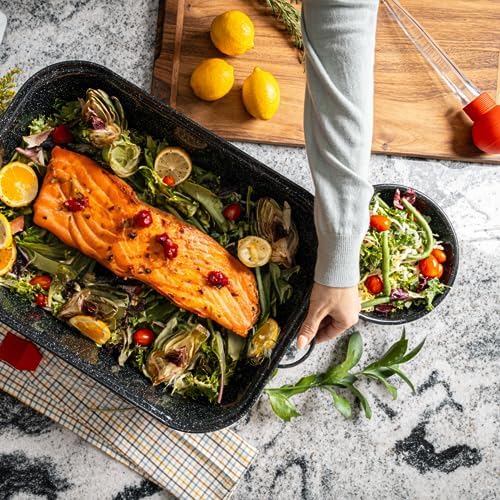 Granite Ware Covered Rectangle Roaster - Enamel on Steel, Speckled