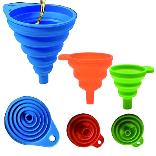 Kitchen Funnel Set of 3, Medium and Large, Kitchen Gadgets Accessories Foldable by Unknown