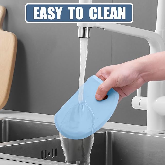 Silicone Dough Scraper with Stainless Steel Sheet, Curved Edge Flexible Bowl - Image 7