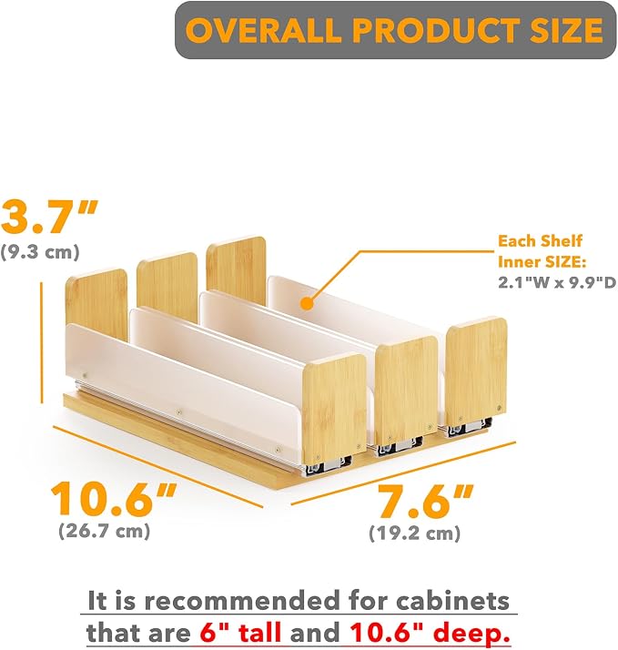 SpaceAid Bamboo Pull Out Spice Rack Organizer - Image 3