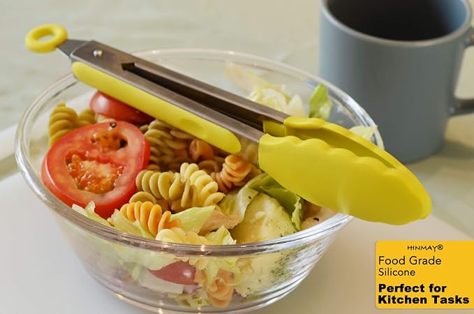 HINMAY Silicone Tipped Tongs 9-Inch Kitchen Cooking Tongs - Image 6
