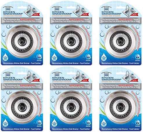 Kitchen SinkShroom Stainless Steel Sink Strainer, Black, 6-Pack