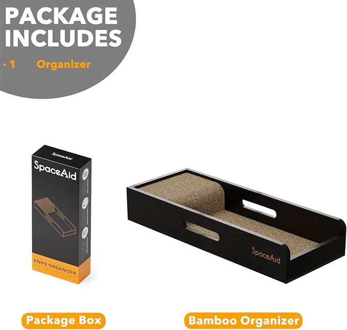 SpaceAid Knife Drawer Organizer Bamboo Insert Dock, Kitchen Steak Knives Holder - Image 7
