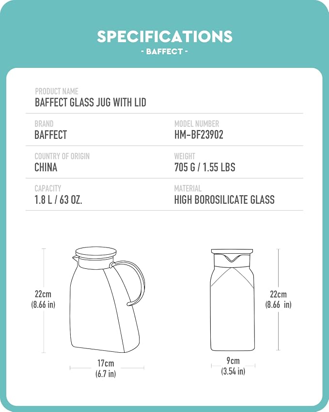 Baffect Water Pitcher, Glass Pitcher - Image 6
