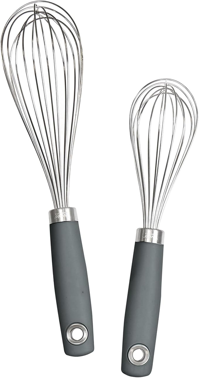 Tovolo Wire Whisk Set of 2 for Baking Cooking Mixing Whisking, Charcoal Gray by Tovolo