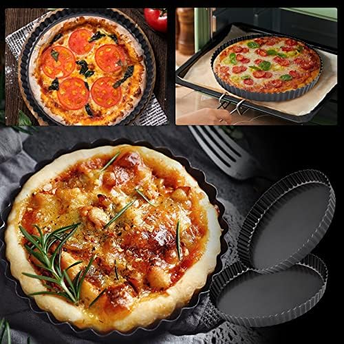 Theuzi 9 in Non-Stick Tart and Quiche Pan and 4 Mini Tart Pans 4-inch