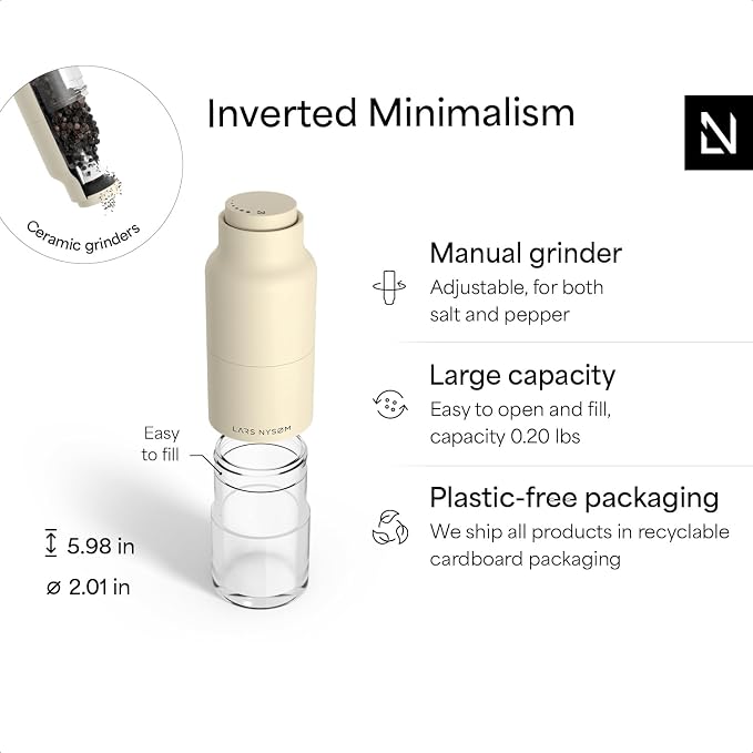 LARS NYSØM Salt and Pepper Grinder Set, Stainless Steel Manual Salt and Pepper - Image 4