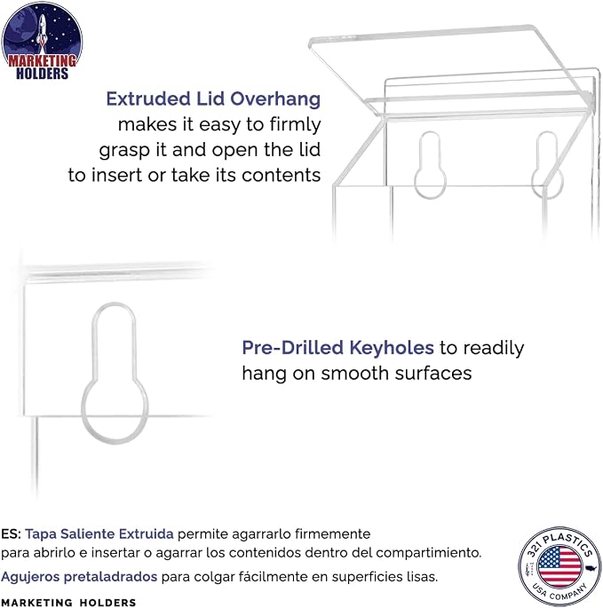 Outdoor Brochure Holder Holds 4" x 9" Advertising Trifolds Clear Acrylic Wall - Image 7