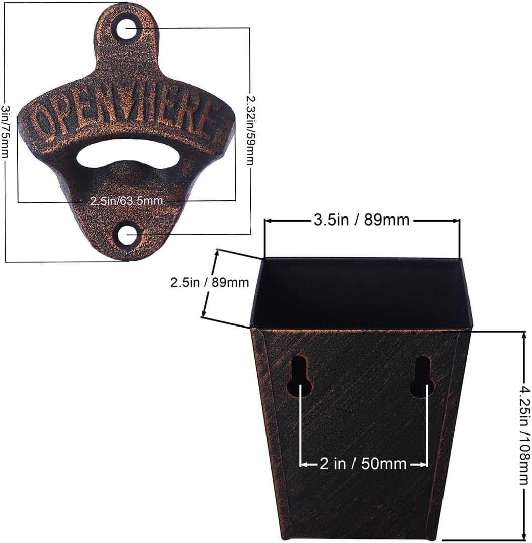 Antique Copper Cast Iron Beer Bottle Opener Wall Mounted Soda Drink