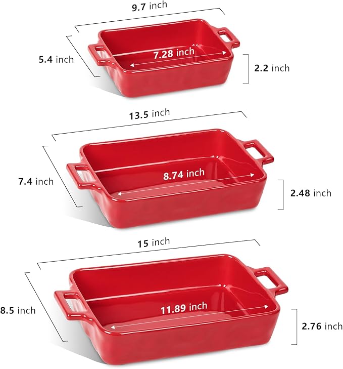 VICRAYS Ceramic Bakeware Set, Porcelain Rectangular Baking Dish, Baking Pan - Image 4
