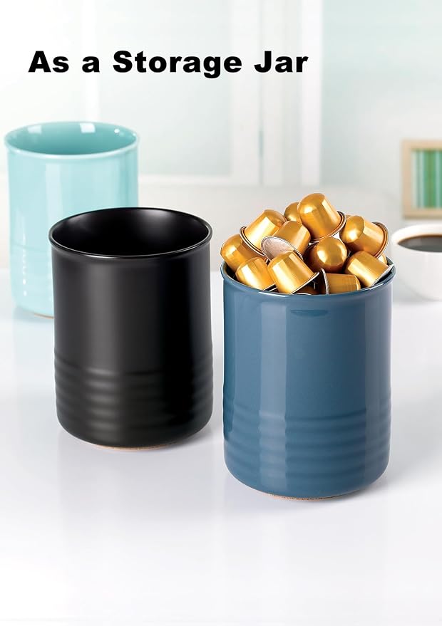 ABRUTY Utensil Holder, 6.7" Ceramic Kitchen Utensil Crock - Image 8