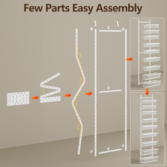 POKIPO 9 Tier Over The Door Pantry Organizer, 2 in 1 Wall Mount or Hanging - Image 7
