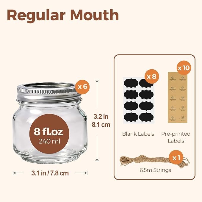 ComSaf 8 oz Regular Mouth Mason Jars, and Crafters Creating DIY Candles and - Image 2