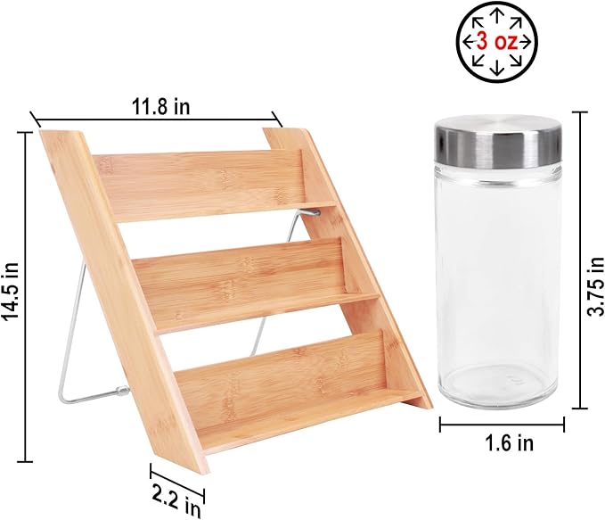 Orii 18 Jar Bamboo Compact Spice Rack - Image 7