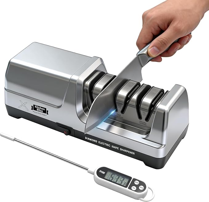 Electric Knife Sharpener for Kitchen—Fast Sharpening to Restore and Polish Chef by KITCHENBLISE