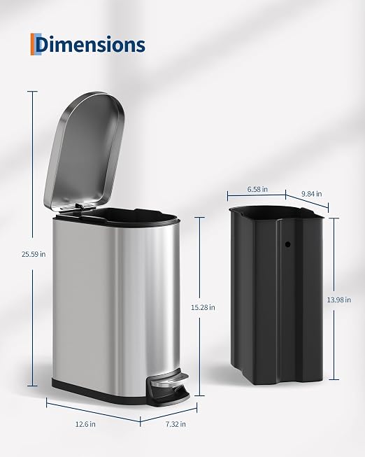 GarveeHome 13 Gal & 2.6 Gal Trash Can Combo Set, Kitchen Trash Can and Bathroom - Image 8