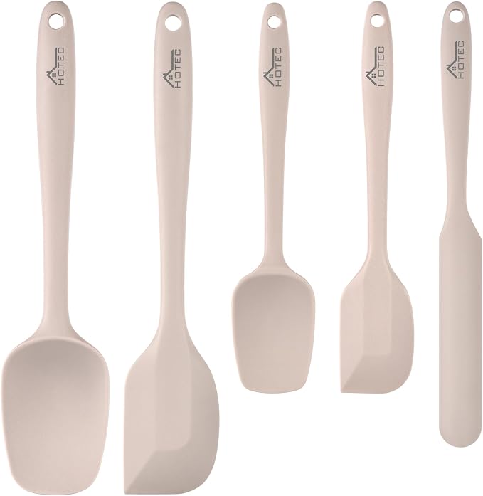 HOTEC 600℉ Heat Resistant BPA-Free Silicone Rubber Spatula Set, Kitchen Cooking by Hotec
