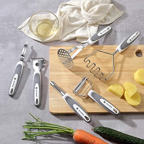 Stainless Steel Potato Masher & Peeler Set (6PCS Set - Gray)
