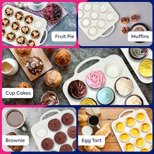 RICCLE Silicone Muffin Pans for Baking with Metal Reinforced Frame