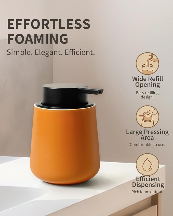 Bosilunlife Ceramic Foaming Soap Dispenser - 12Oz Bathroom Countertop Kitchen - Image 4