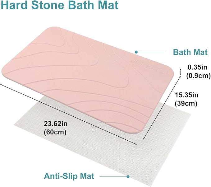 2 Pack Diatomaceous Earth Shower Mat, Stone Bath Mat, Nonslip Super Absorbent - Image 2