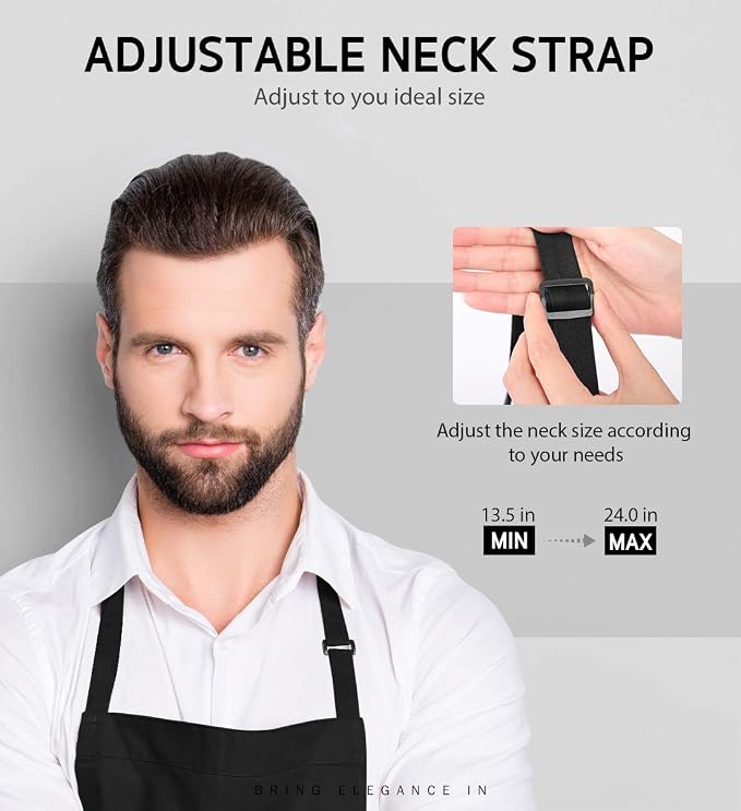Syntus Apron for Men Women, Adjustable Cooking Kitchen Chef Aprons - Image 5