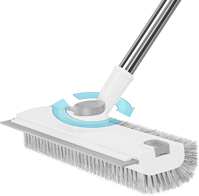 Floor Scrub Brush with Long Handle: 3 in 1 Heavy-Duty Floor Scrubber Brush with by Ehadoo