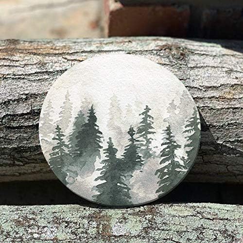 Lahome Forest Pattern Coasters - Round Drinks Absorbent Stone Coaster
