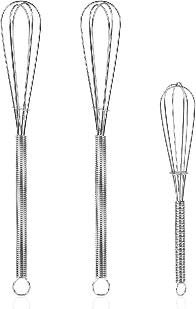 NileHome Mini Whisks Stainless Steel Whisk Set 5" 7" 7"Kitchen Small Wisk by NileHome