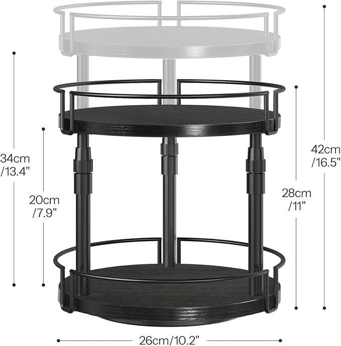 HOOBRO Lazy Susan Organizer Spice Rack, 2-Tier Height Adjustable Rotating Lazy - Image 3