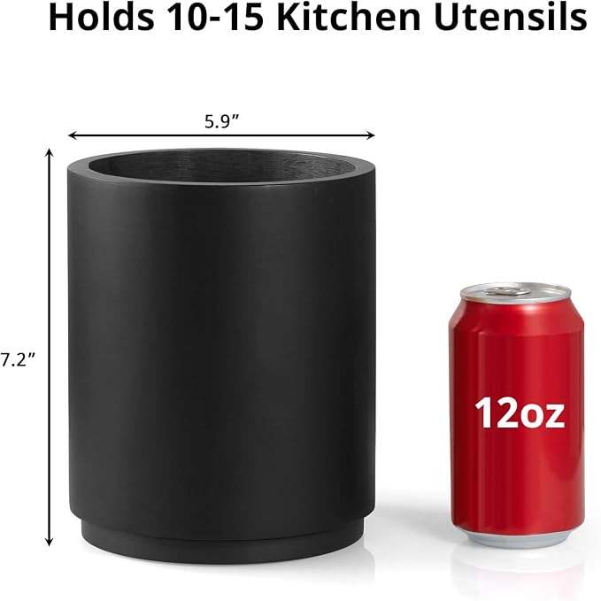 Bivvclaz Wooden Utensil Holder, 360°Rotating 7.2" Utensil Holder - Image 2