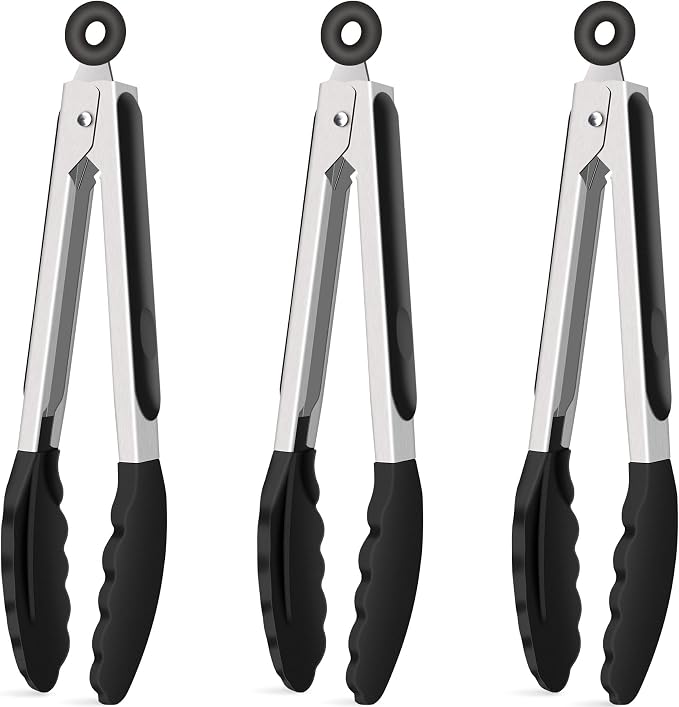 Hotec Silicone Kitchen Tongs for Cooking 9-Inch Serving Tongs by Hotec