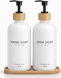 Hand and Dish Soap Dispenser Set, 16oz Glass Bottles by Aeakey