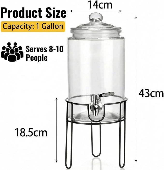 1 Gallon Drink Dispenser with Stand, Drink Dispensers - Image 5