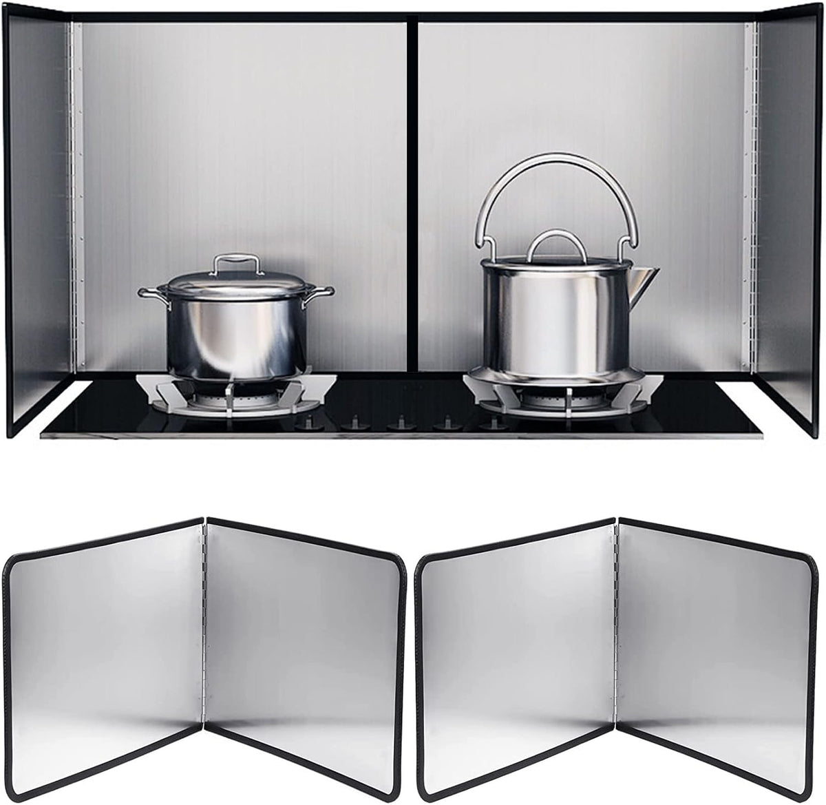 Splatter Guard for Stove 2 Pack 2-Sided Foldable Stainless Steel Oil