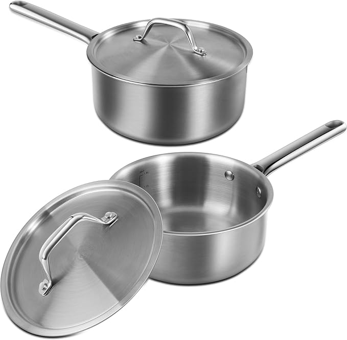 Saucepan Set with Lids, 3-Ply Stainless Steel 1.5QT and 3QT Cooking Pot by Unknown