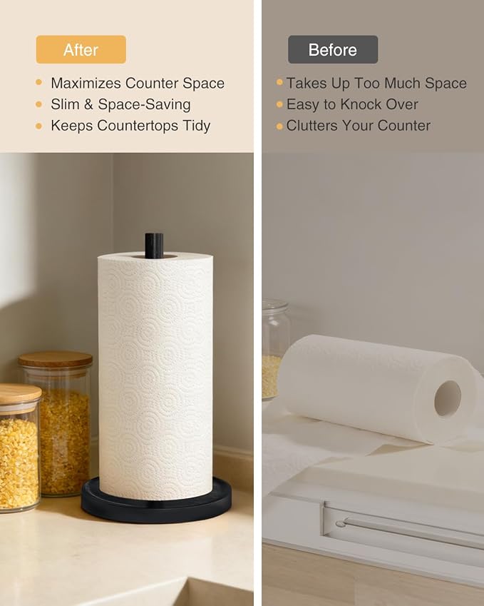 NESAPTO Paper Towel Holder Countertop, Wooden Freestanding Paper Towel Stand - Image 4
