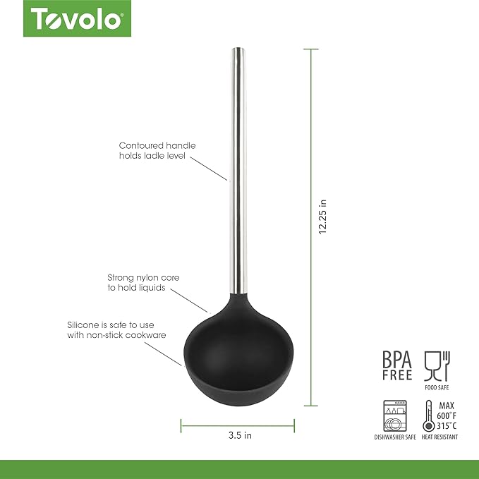 Tovolo Silicone Ladle With Stainless Steel Handle Deep Soup Ladle - Image 6