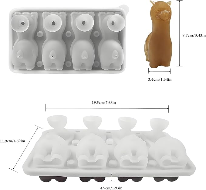 3D Alpaca Ice Cube Mold, 4 Hole Fun Shapes Large Daarcin Ice Cube Tray - Image 5