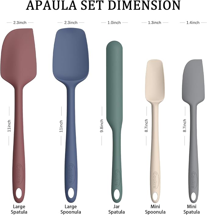 Coukre Silicone Spatula Set of 5, High Temperature Resistant, Food Grade - Image 3