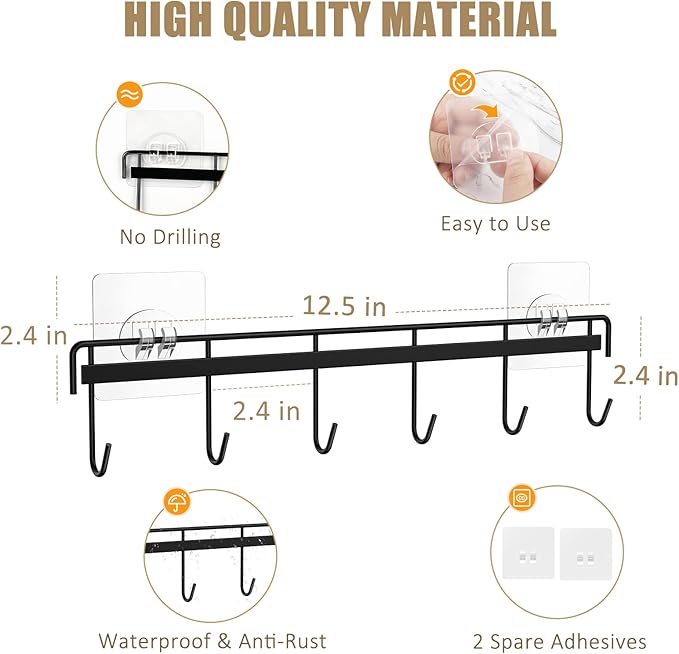 Kitchen Utensil Hanger, Adhesive Utensil Holder Wall Mount Kitchen Rack Rail - Image 3