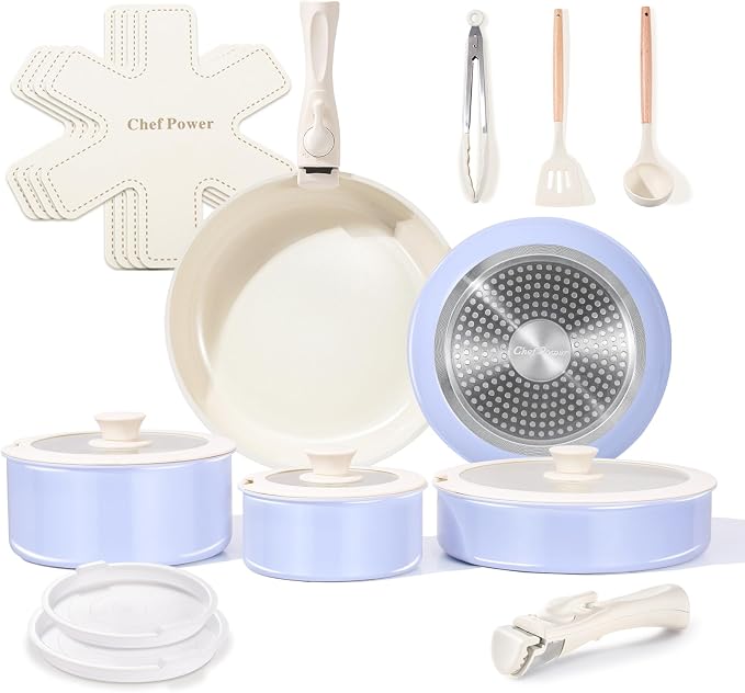 Chef Power Ceramic Nonstick Pots and Pans Set 19 Piece by ChefPower