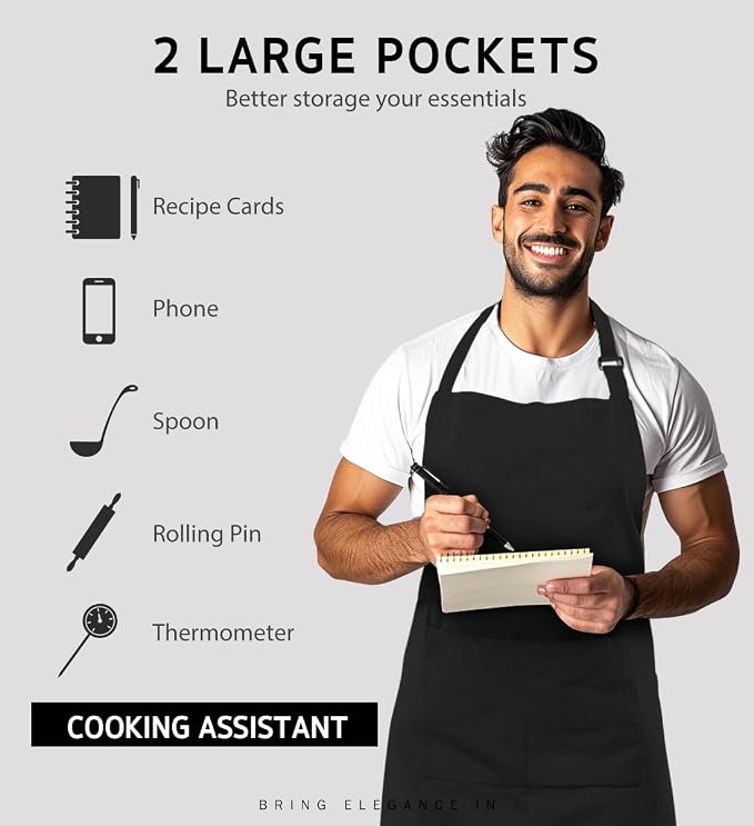 Syntus 12 Pack Bib Apron, Unisex Aprons Adjustable Waterdrop Resistant - Image 4