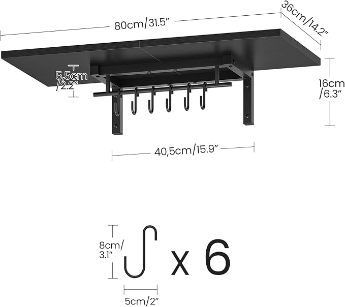 CHOEZON Wall-Mounted Pot Racks, Floating Shelves, Wall Shelves, Vintage Pot - Image 4