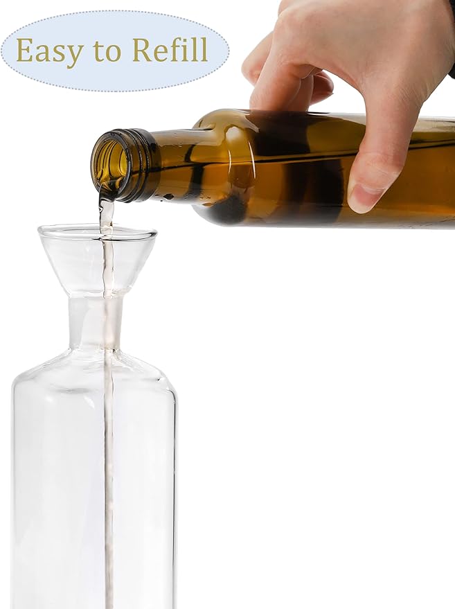Yesland 2 Pack Olive Oil Bottle - 17 Oz Glass Oil Dispenser Vinegar Cruet - Oil - Image 3