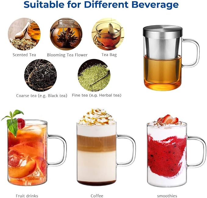 ecooe 16.9 Oz Borosilicate Glass Tea Mug Cup Tea Glasses - Image 4